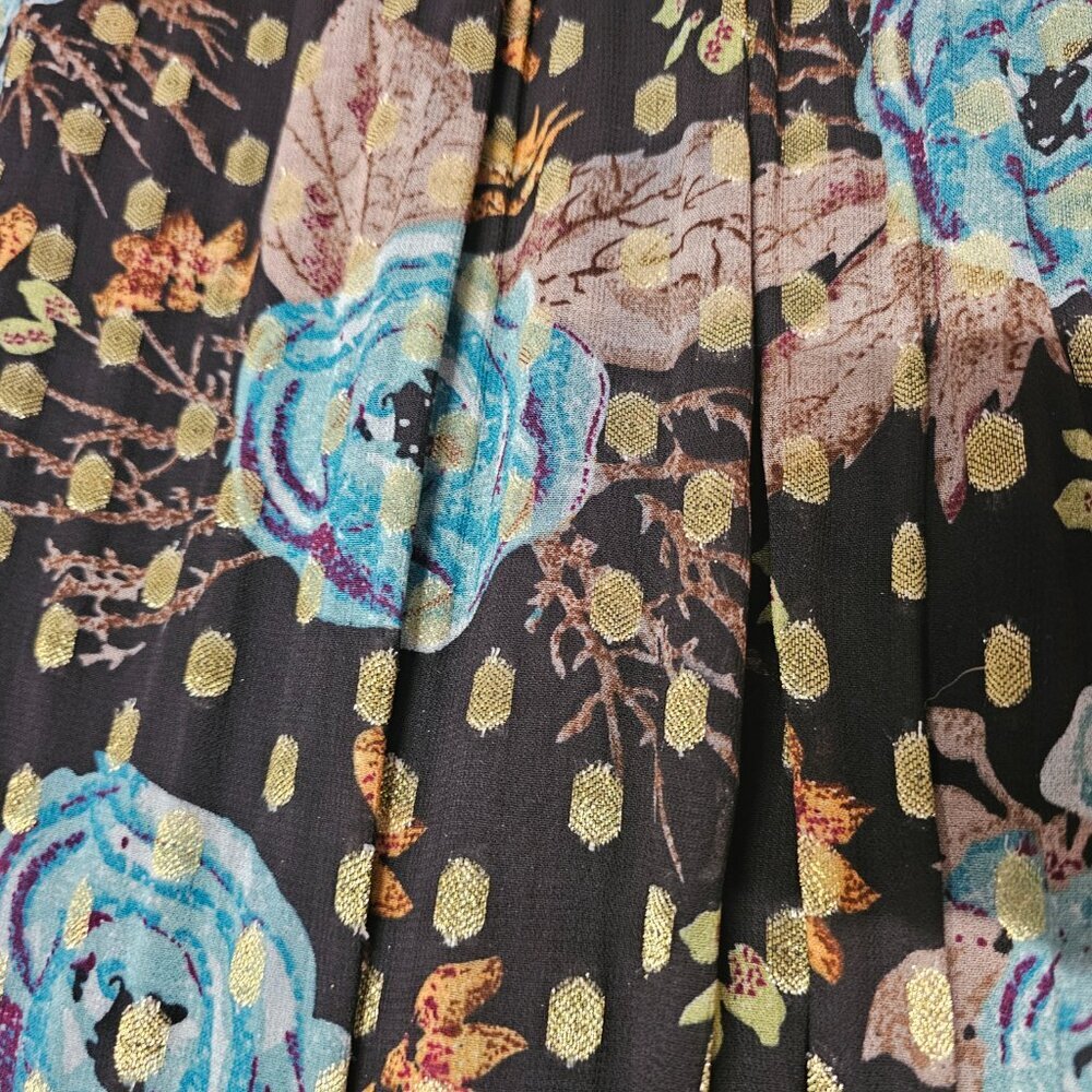 Natural Life The Alice Metallic Tiered Floral Maxi Sun Dress Women Size XL Black - Picture 12 of 15